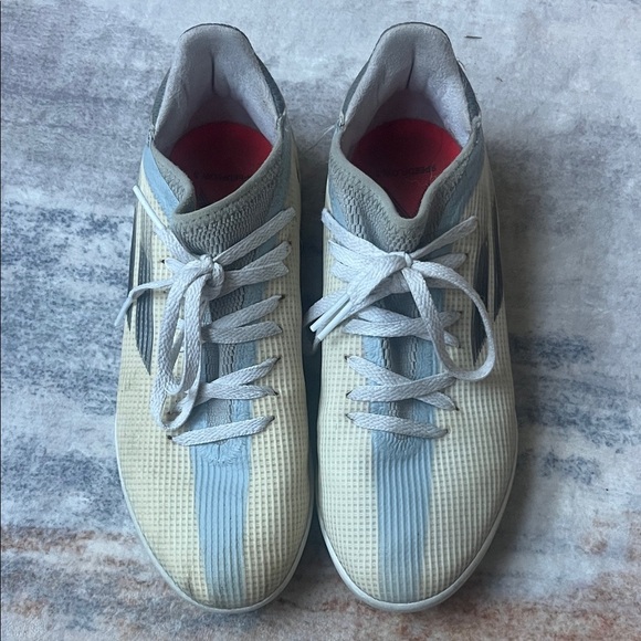 Adidas Cream and Gray Indoor Soccer Cleats - Picture 2 of 7